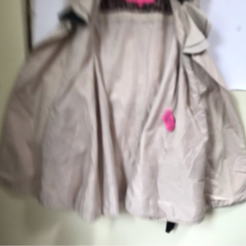 Betsey Johnson Ruffle Trench Lightweight Double Breasted Coat Cotton Tan Belt L - Picture 10 of 15